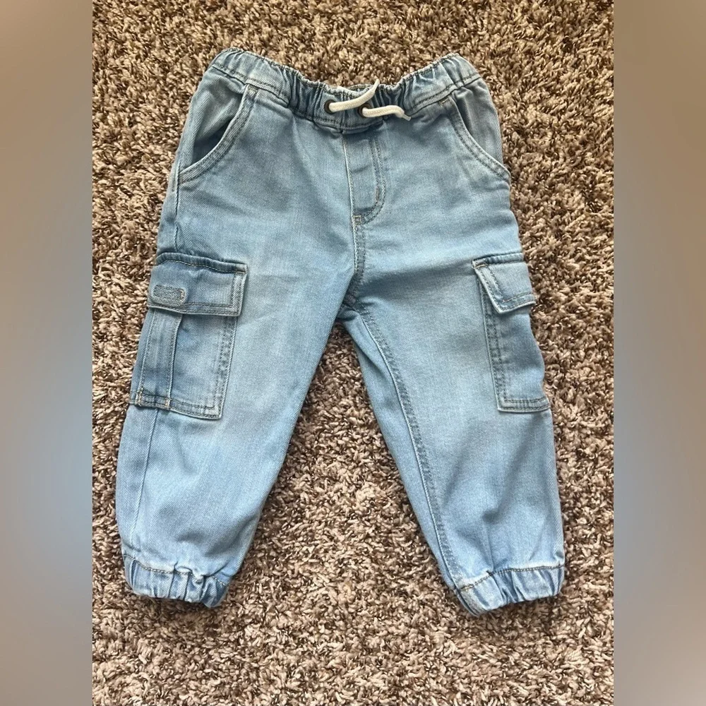 OshKosh B’Gosh Denim Cargo Pants Elastic Waist Toddler 24M (0784)